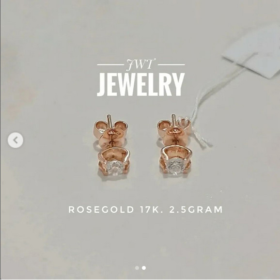 GIWANG ANTING TUSUK EMAS SOLITAIRE CART MODEL BERLIAN