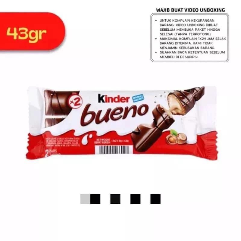 

KINDER BUENO 43gr [ 2 Karton ( 4 kotak/dus ) 240 pcs ]