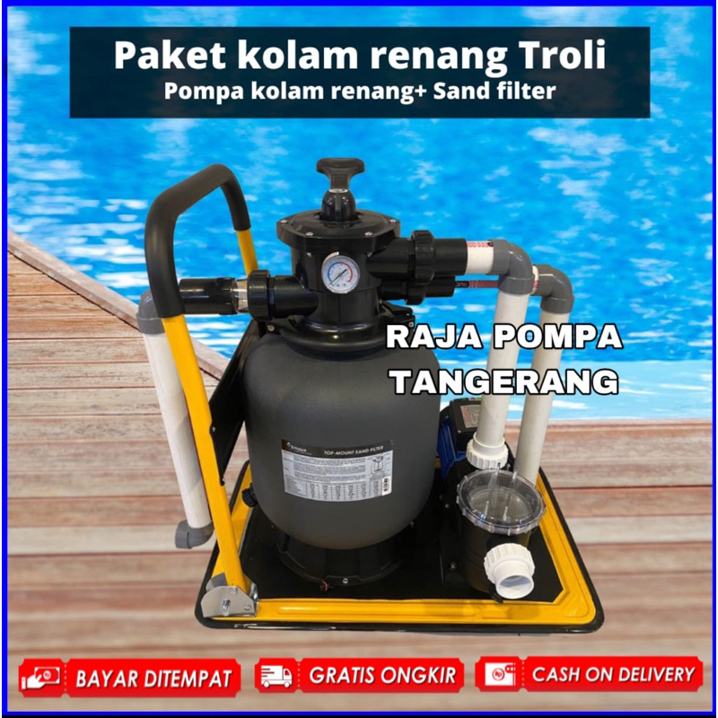 Paket Pompa Vacum Kolam Renang Portable Troli Mesin Pompa Kolam Renang