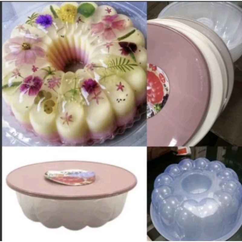 Cetakan ager puding sakura plus tutup tebal / cetakan puding asvita sakura plus tutup