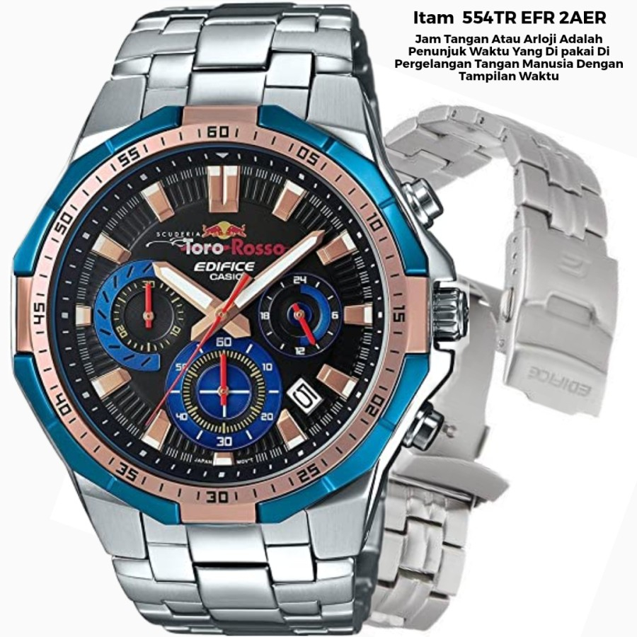 JAM TANGAN CASIO EDIFICE EFR-554D-1A2V - efr554 FULL STAINLESS GARANSI 1 TAHUN