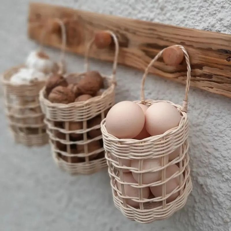 keranjang telur, bawang rotan mini model jaring