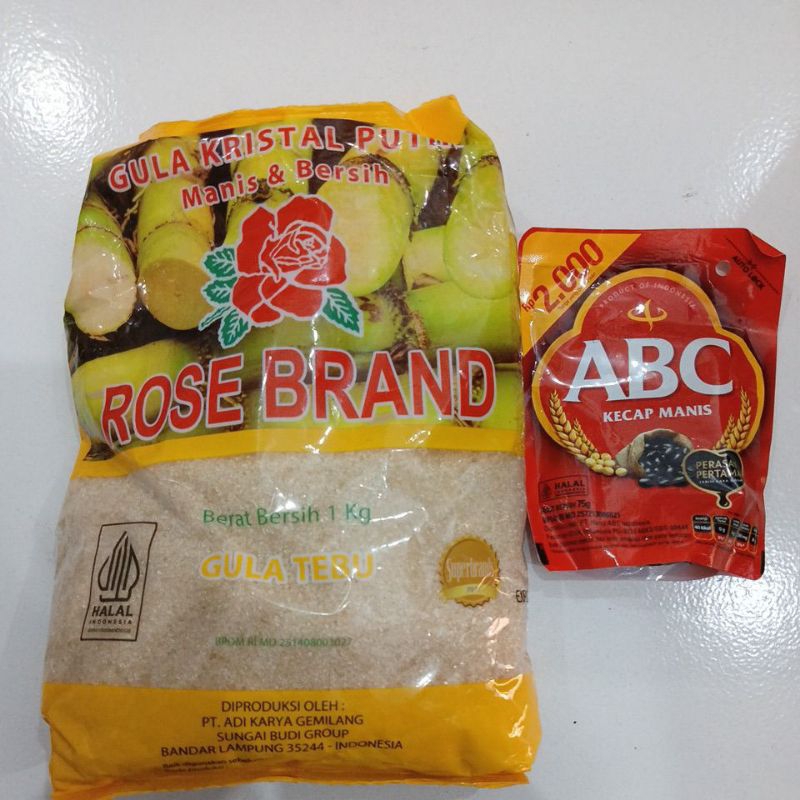 

gula premium Rosebrand 1kg + gratis kecap 75g