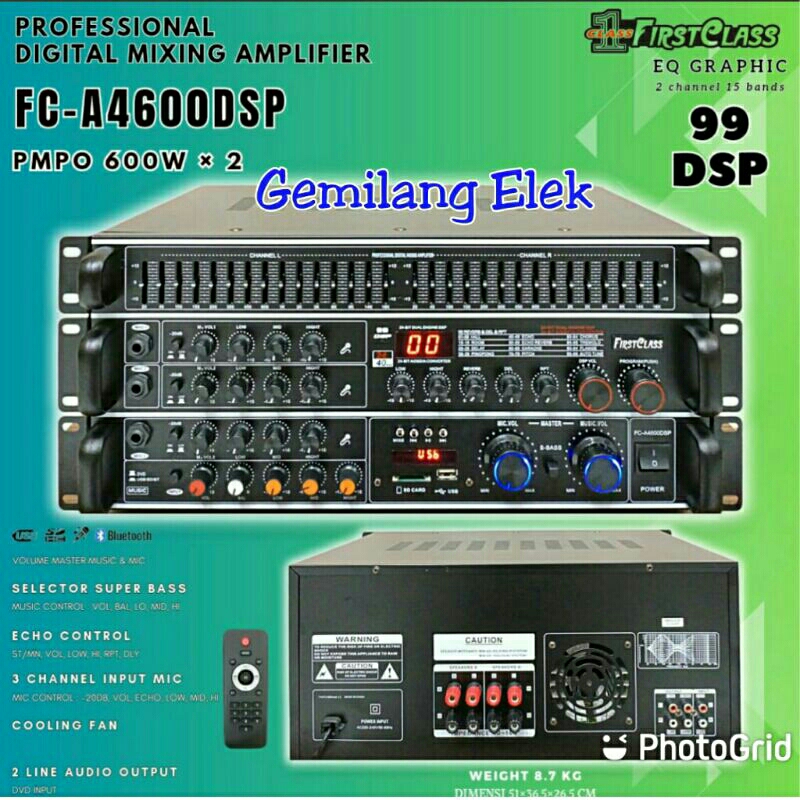 Amplifier Mixer FIRSTCLASS FC A4600DSP digital Effect Vocal 99 DSP