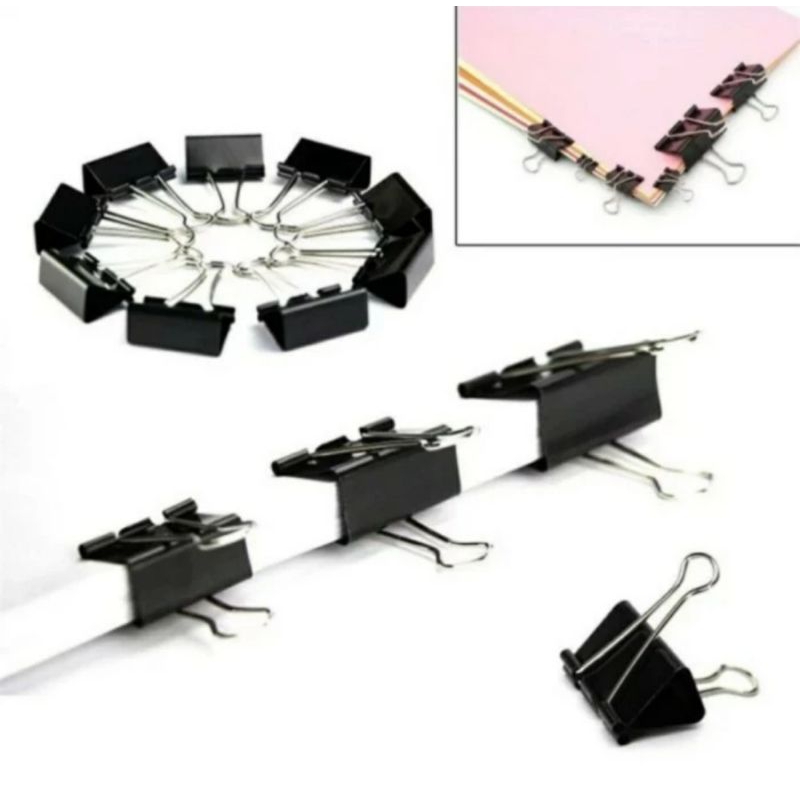 

MS Binder Clip 51Mm Klip Penjepit Kertas Warna Hitam Per 12 Pcs