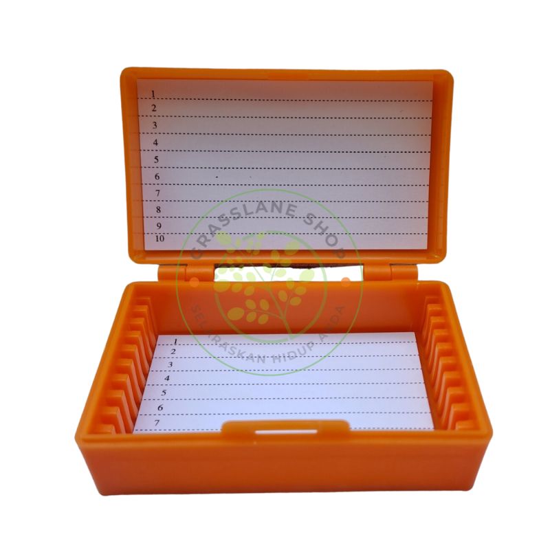 Roselina Delina Microscope Slide Box Tempat Kaca Kotak Preparat Objek Glass Object Isi 10