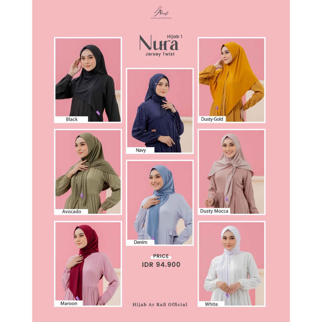 HIJAB ARRAFI Nura Hijab Jilbab Bergo Instan Simpel Non Pet Terlaris / Hijab Segitiga Instan Kekinian