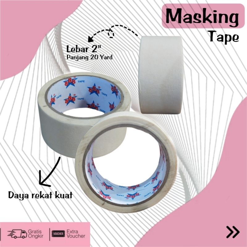 

Isolasi Masking Tape 2" 20Yard HOKI 888 . Isolasi Kertas 2 Inchi Selotip 20 Yard