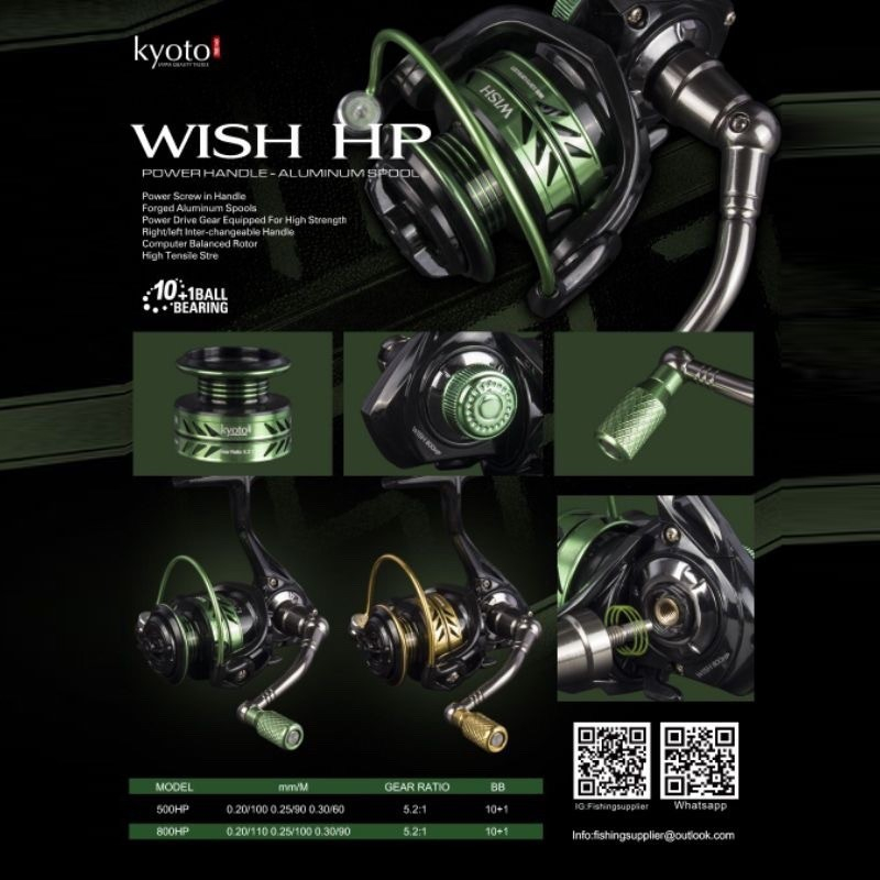 Reel Kyoto Wish Power Handle Alumunium Spool dan Knob Ultralight
