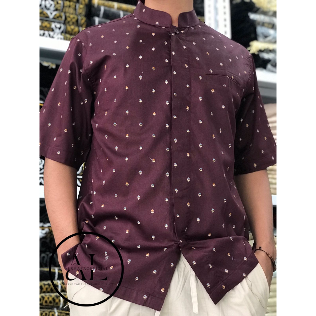 KOKO KEMEJA DL LENGAN MANSET MERAH MAROON/LENGAN PANJANG/LENGAN PENDEK/KATUN