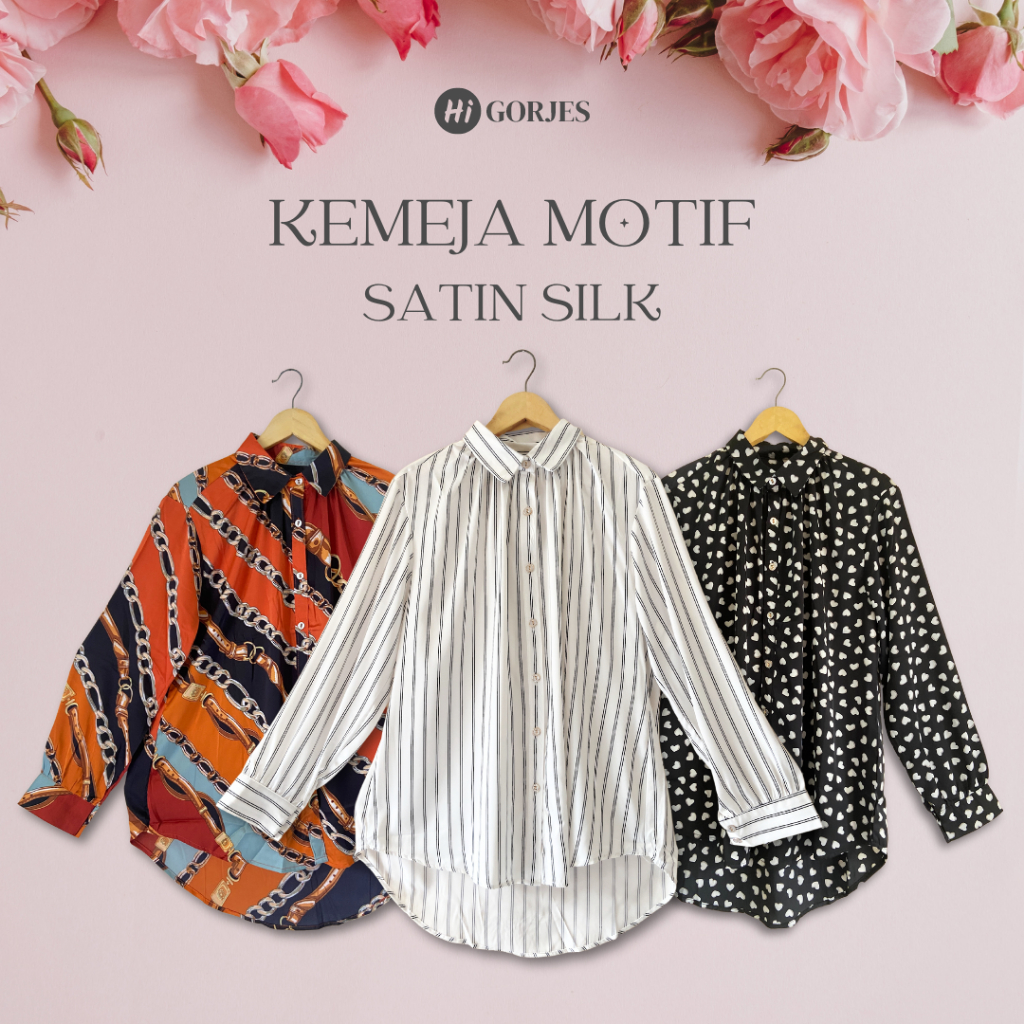 Kemeja Motif Satin Silk