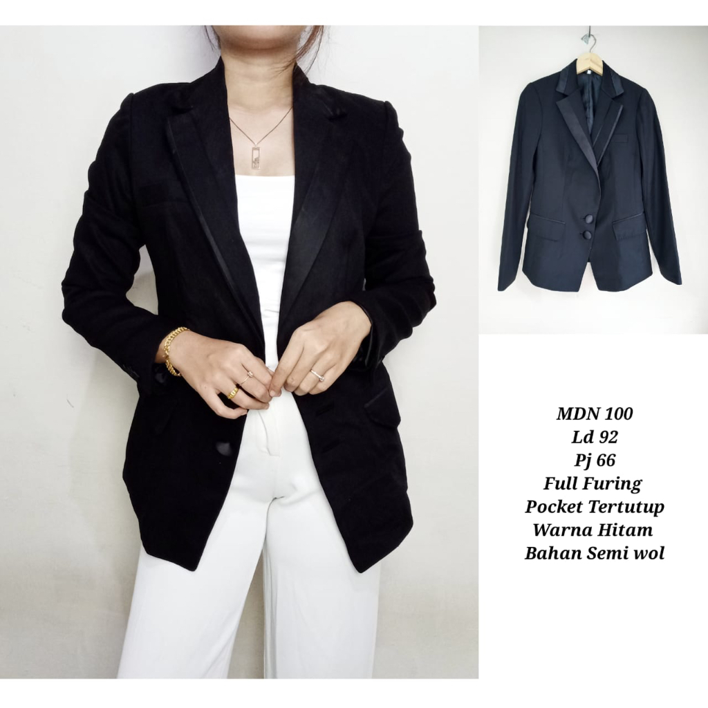 BLAZER HITAM WANITA POLOS LD 90-98 / BLAZER KANTOR