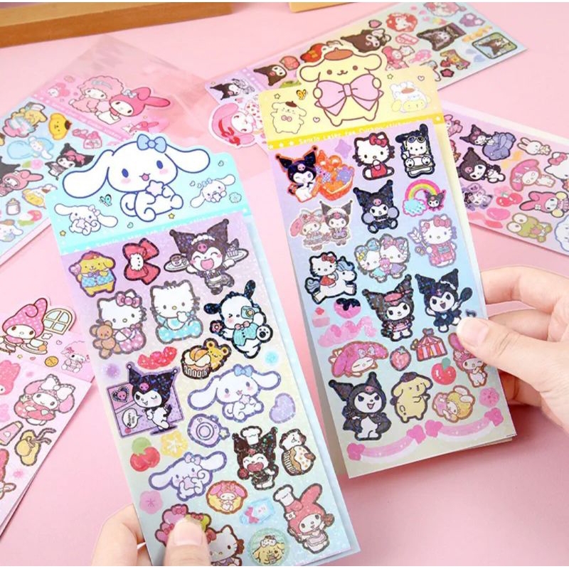 Stiker Gliter Karakter Kuromi Motif Karakter Warna Cantik Dan BLINK Setiker Momo Dekor Dairy Jurnal 