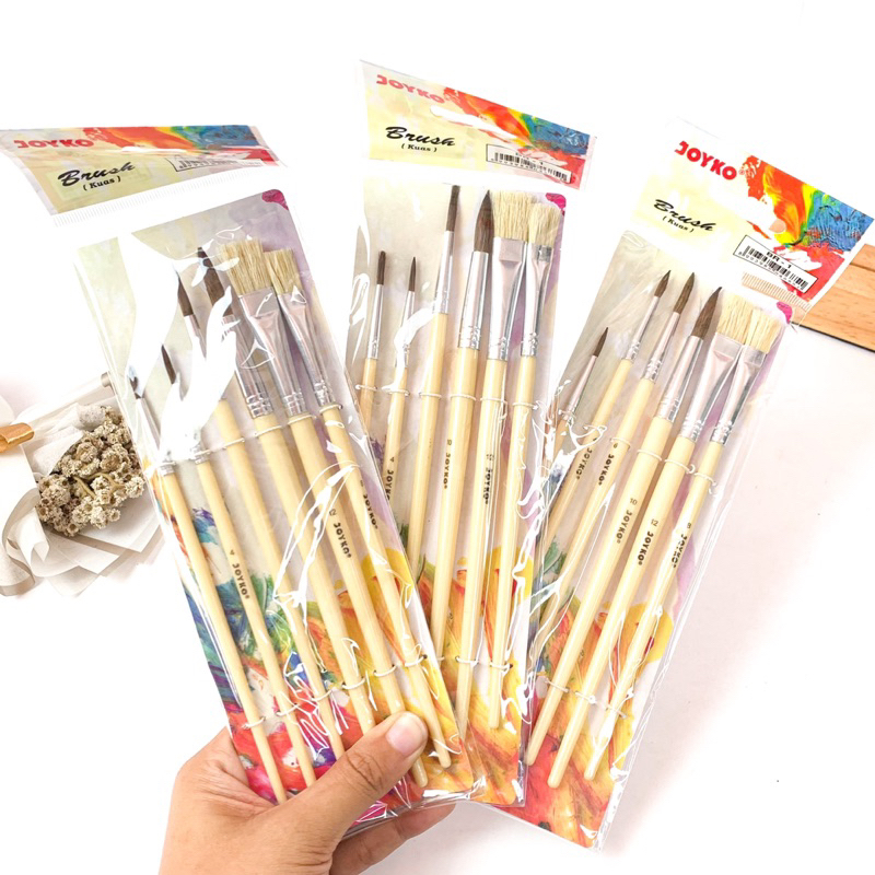 

Brush Kuas Joyko BR-1 set isi 6 / Kuas Cat Air, Cat Minyak, Lukis, Acrylic Joyko BR-1