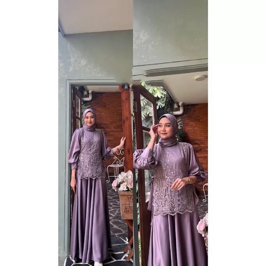 [COD] REIYNA DRESS Gamis Brokat Kondangan Terbaru Mewah 2023 Kekinian Jumbo S M L XL XXL Longdress B