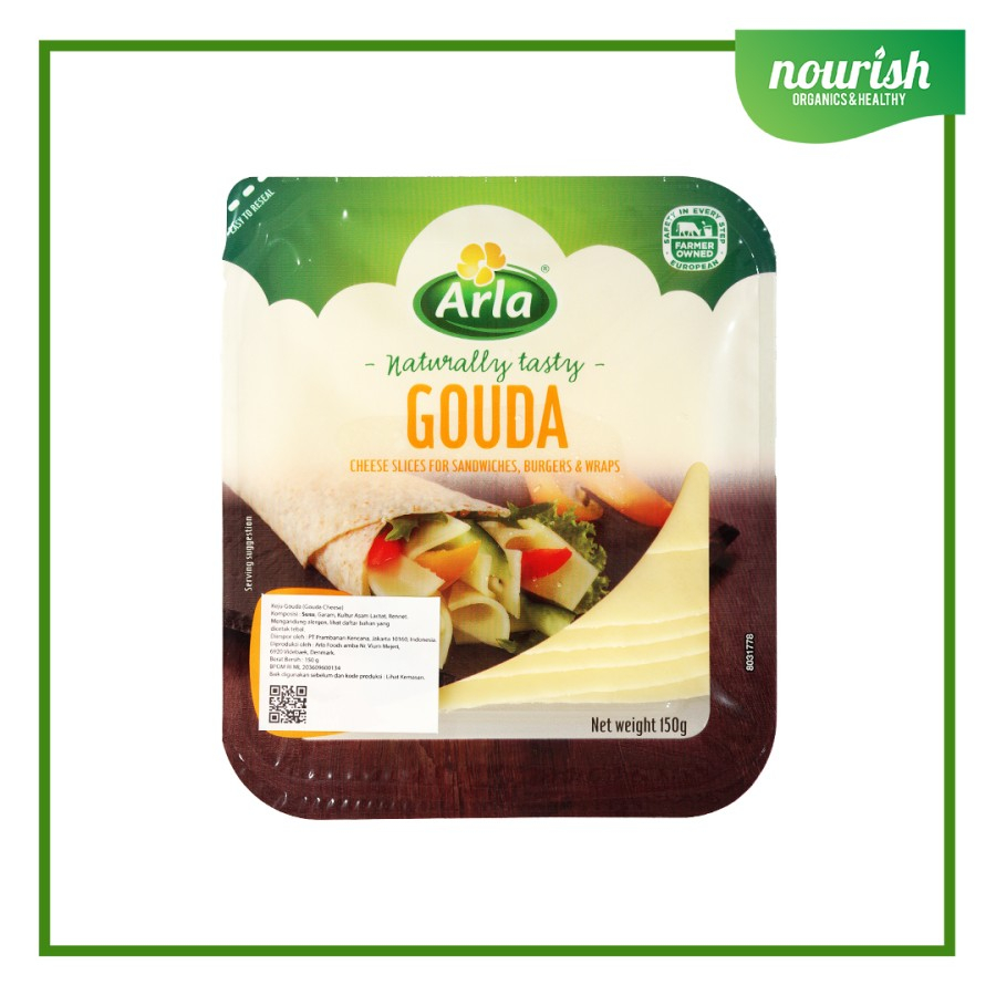 

Arla Naturally Tasty GOUDA Cheese Slices / Keju Slice , Halal 150g -Jkbr