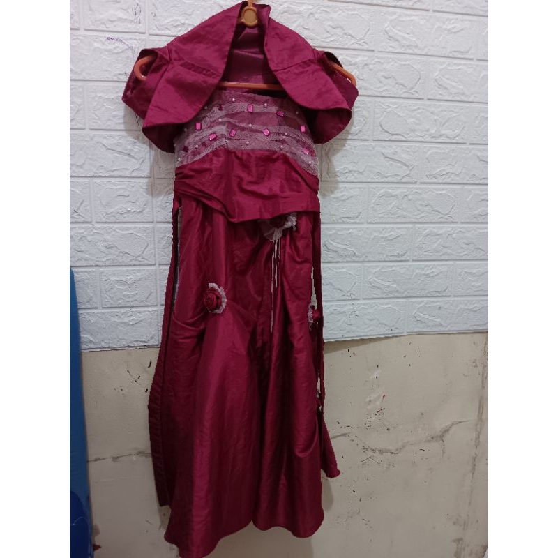 Dress anak perempuan Maroon gaun anak perempuan gaun ultah