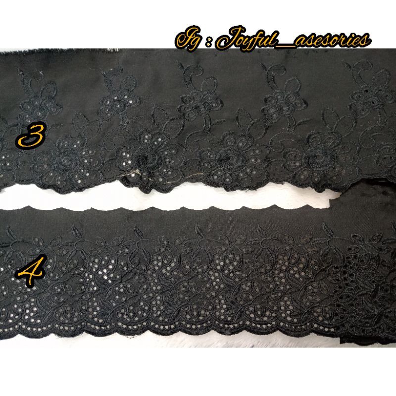 Renda Katun Hitam/Renda Catton/Harga per45cm