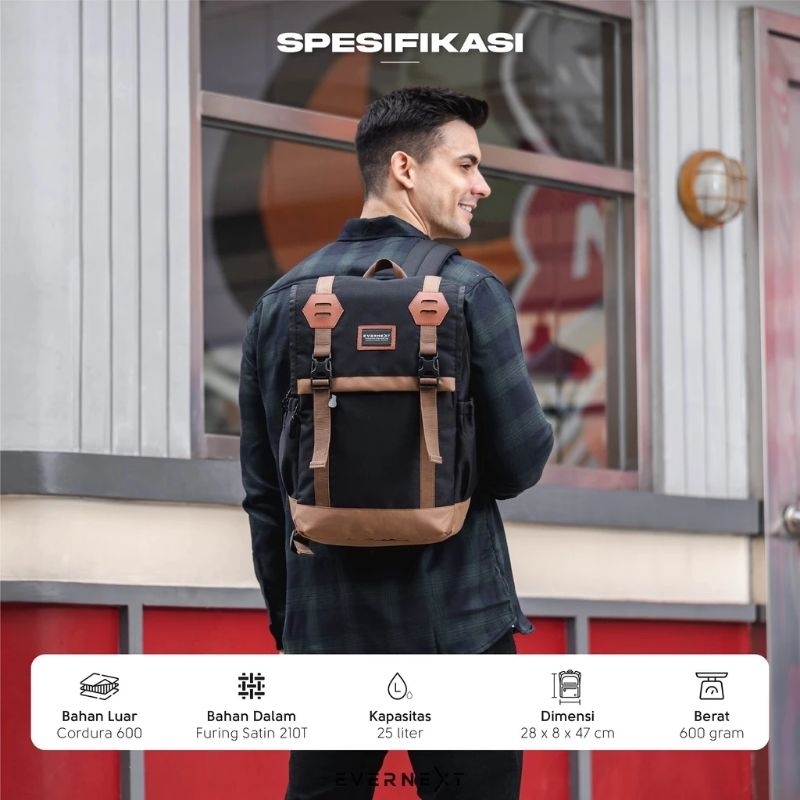 EVERNEXT Tas Ransel Pria Backpack Rover Tas Punggung Wanita Tas Ransel Tas Sekolah