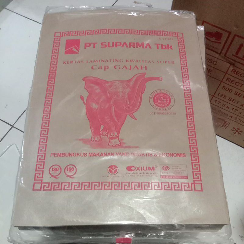 

Kertas Nasi Cap GAJAH Pink (Besar) / Isi 250 Lembar Kertas Alas Nasi Coklat