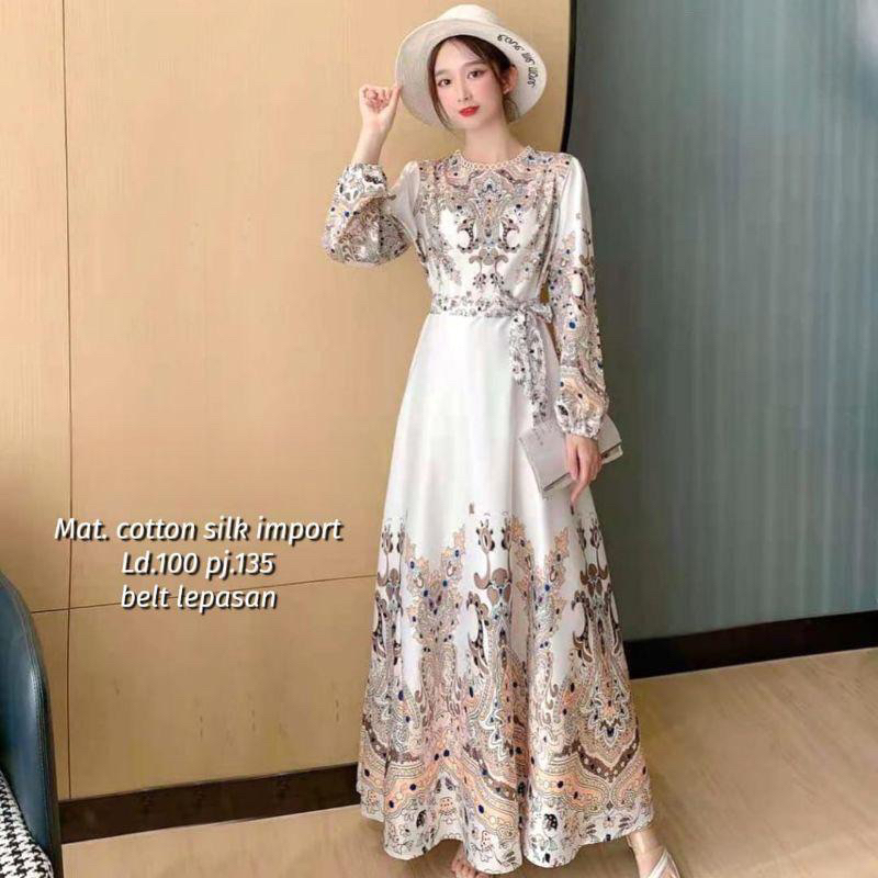 Zahra Dress Gamis Bangkok Import Premium Katun Silk