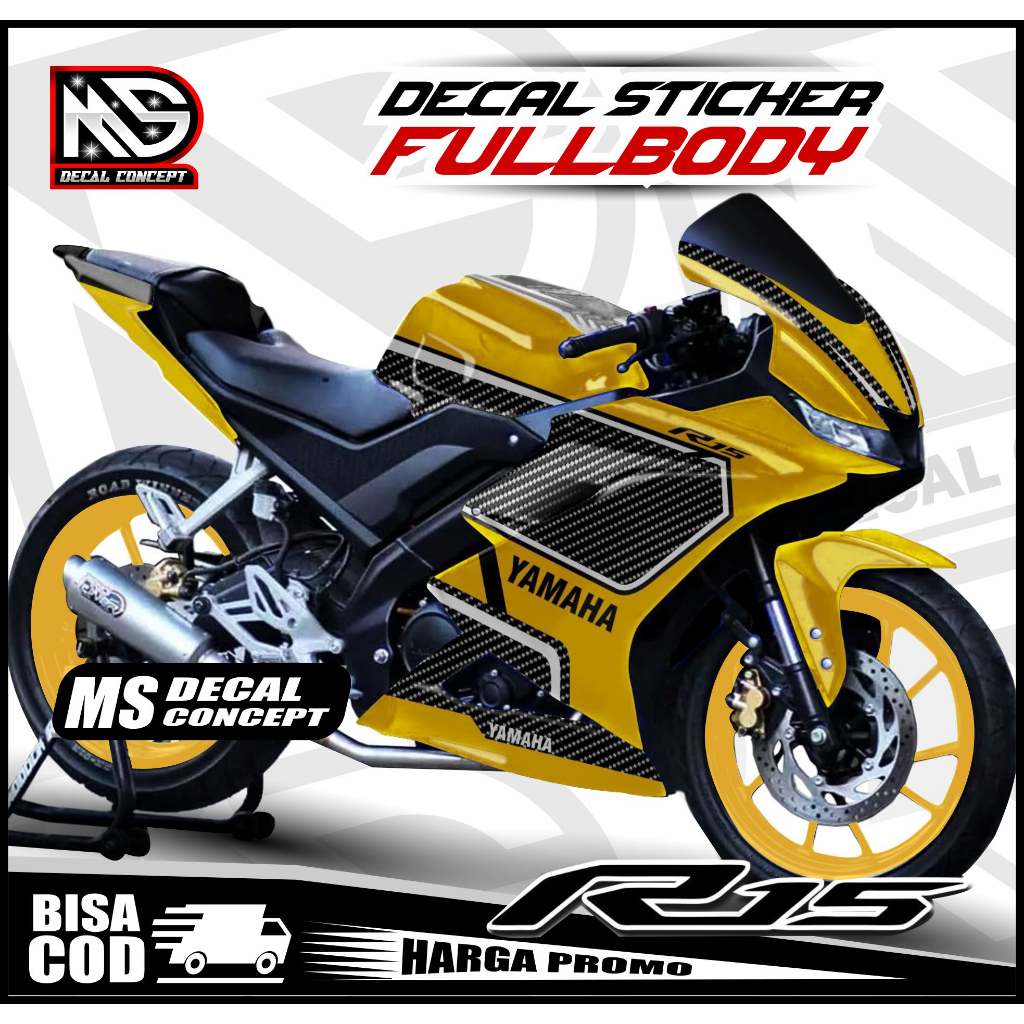(TERBARU) Decal R15 V3 Full Body Stiker R15 V3 Full Body Dekal R15 V3 Carbon Variasi Stiker R15 V3 F