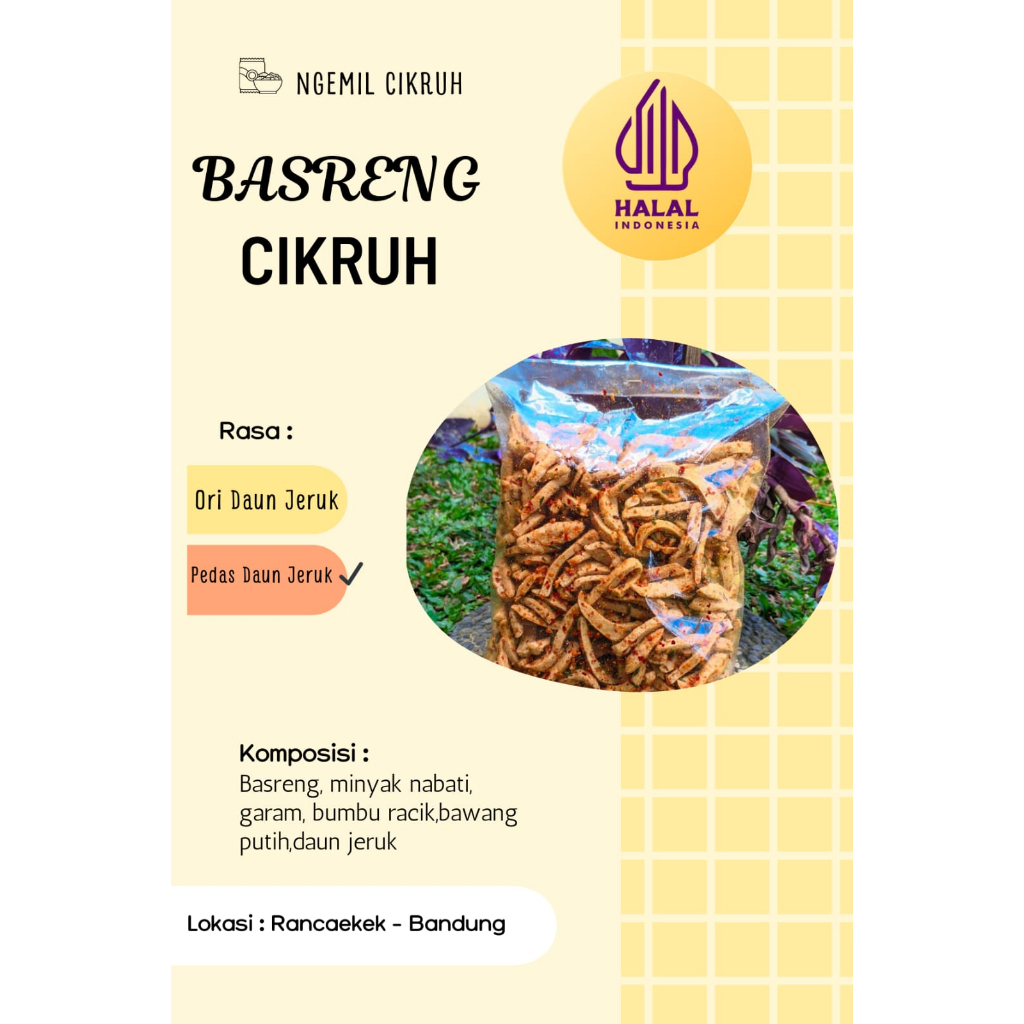 

basreng kering daun jeruk dengan variant rasa pedas daun jeruk 1kg