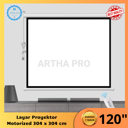 Layar proyektor motorized 120" - Layar proyektor 3 meter