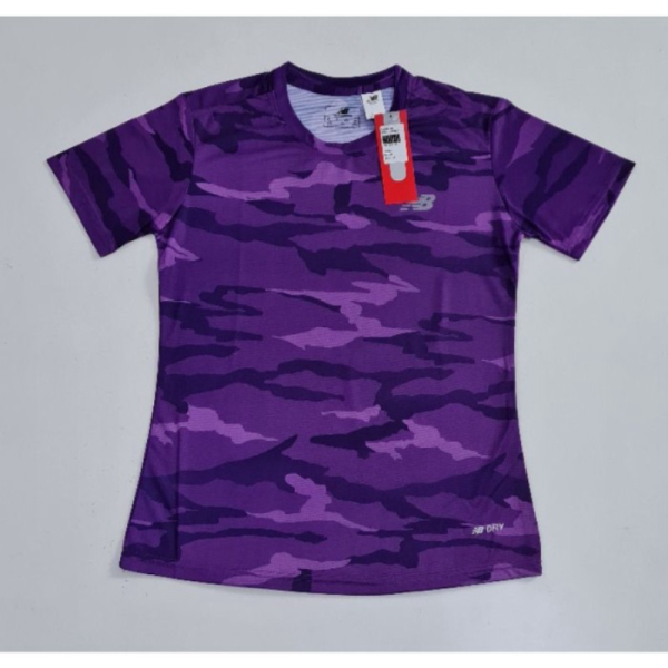 Dijual BAJU Kaos Wanita Running Gym Olahraga PREMIUM Drifit Loreng Senam - UNGU04 XL Murah