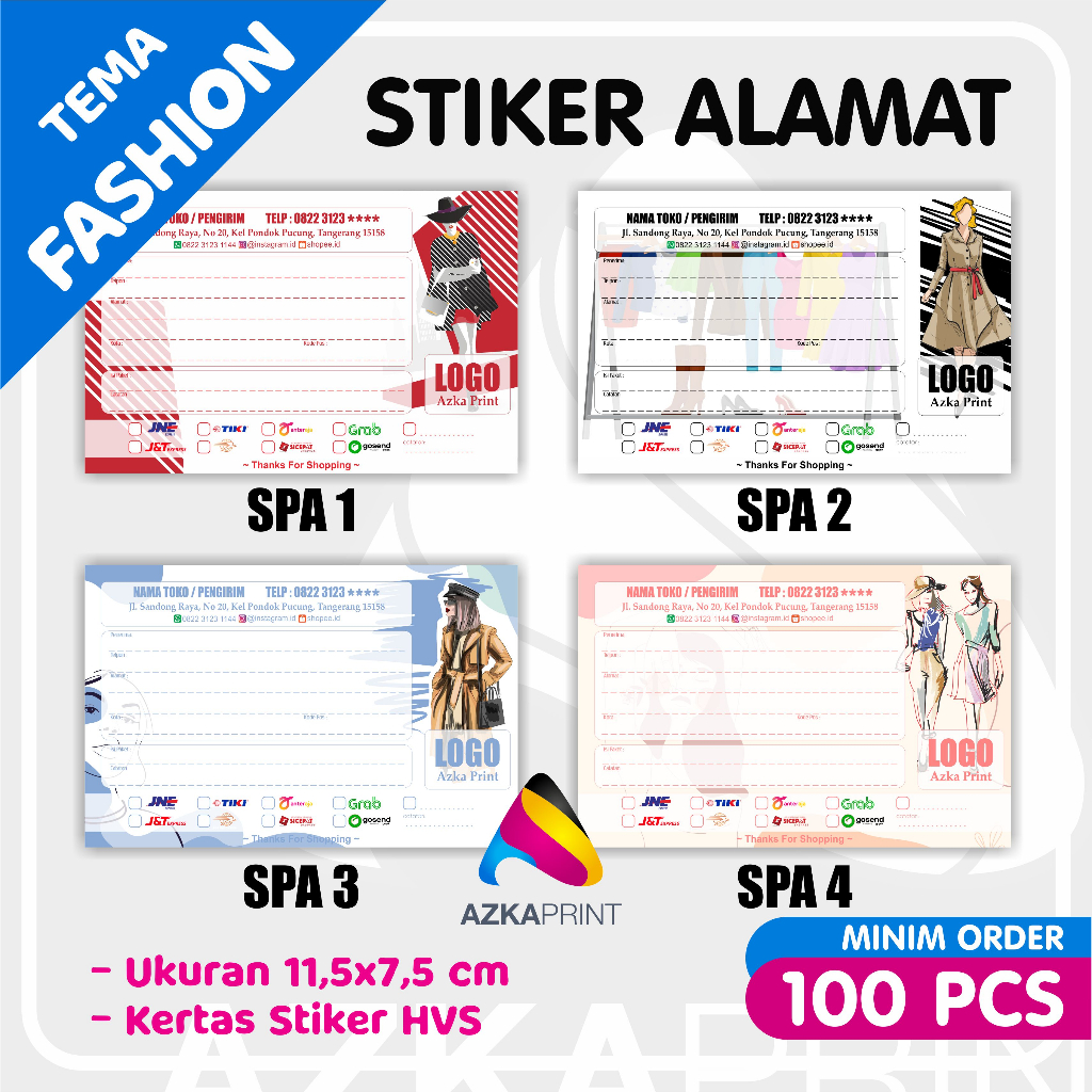Stiker Alamat Pengiriman Olshop Tema FASHION Part 1  - Stiker pengiriman olshop stiker alamat custom