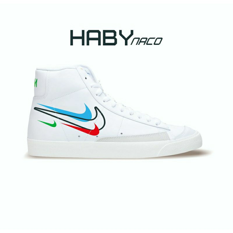 Sepatu Blazer Vintage 77 Mid Double Swoosh Putih Ceklis Kecil Hijau Mid 100% BNIB Global Market Sepa