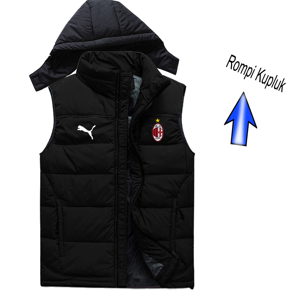 Rompi Kupluk Lepas Pasang Bahan Taslan Waterproof Tebal Hoodie Pelindung Dada Original Unisex Terbar