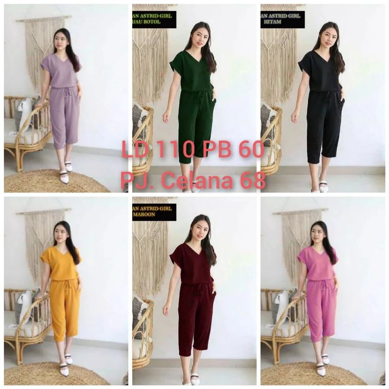 Setelan wanita korea kekinian (baju+celana)-Size fit to XL