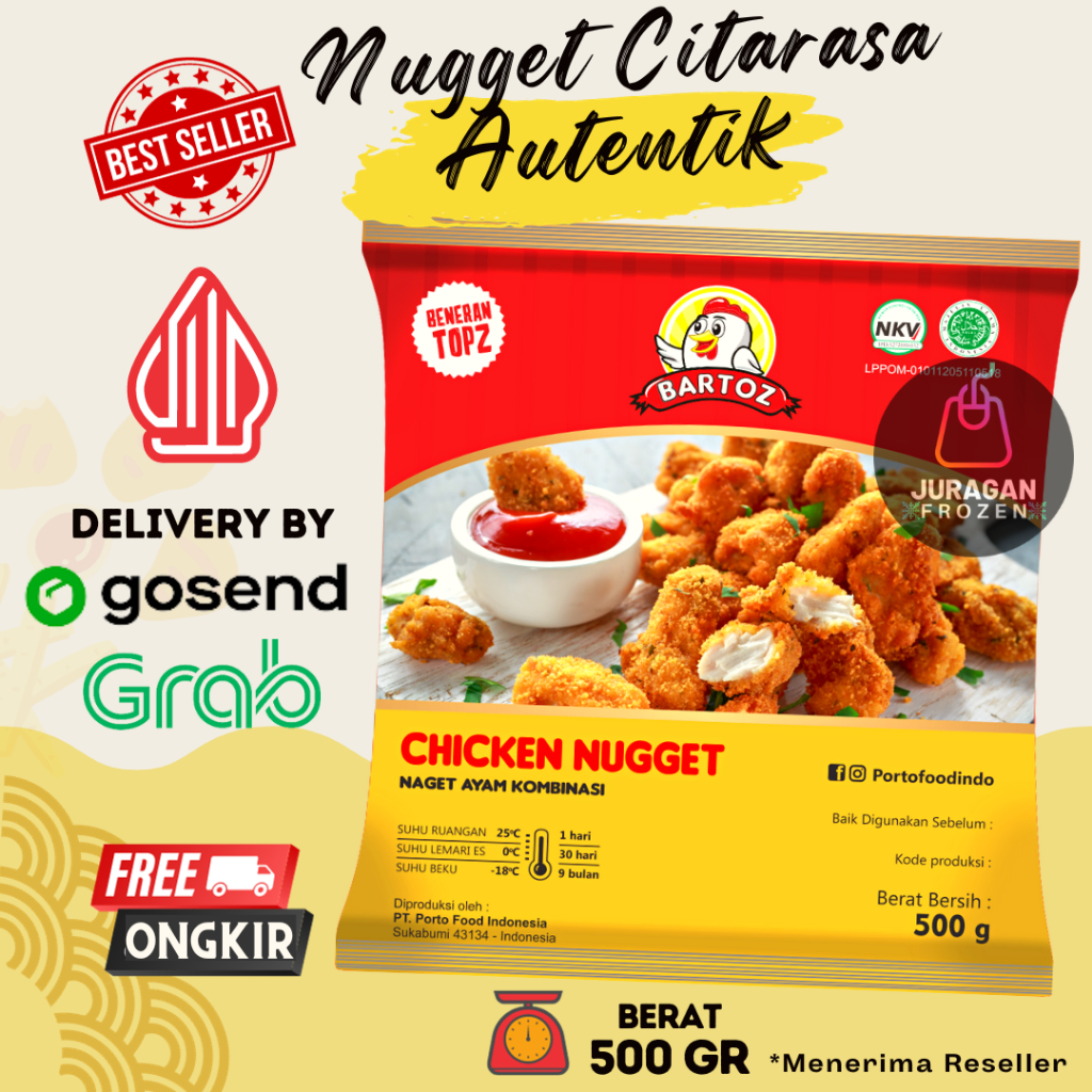 

BARTOZ CHICKEN NUGGET 500GR NAGGET AYAM ENAK FROZEN