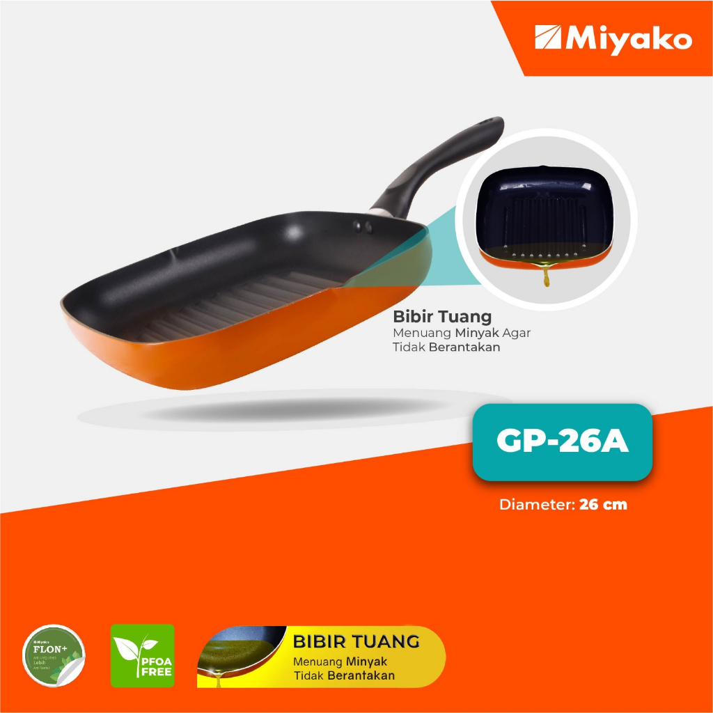 Grilling Pan Miyako GP26A Wajan - Panci teflon