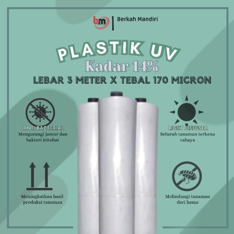 Plastik UV Film / Plastik Green House lebar 3 meter merk Super Hoki /per 1 roll