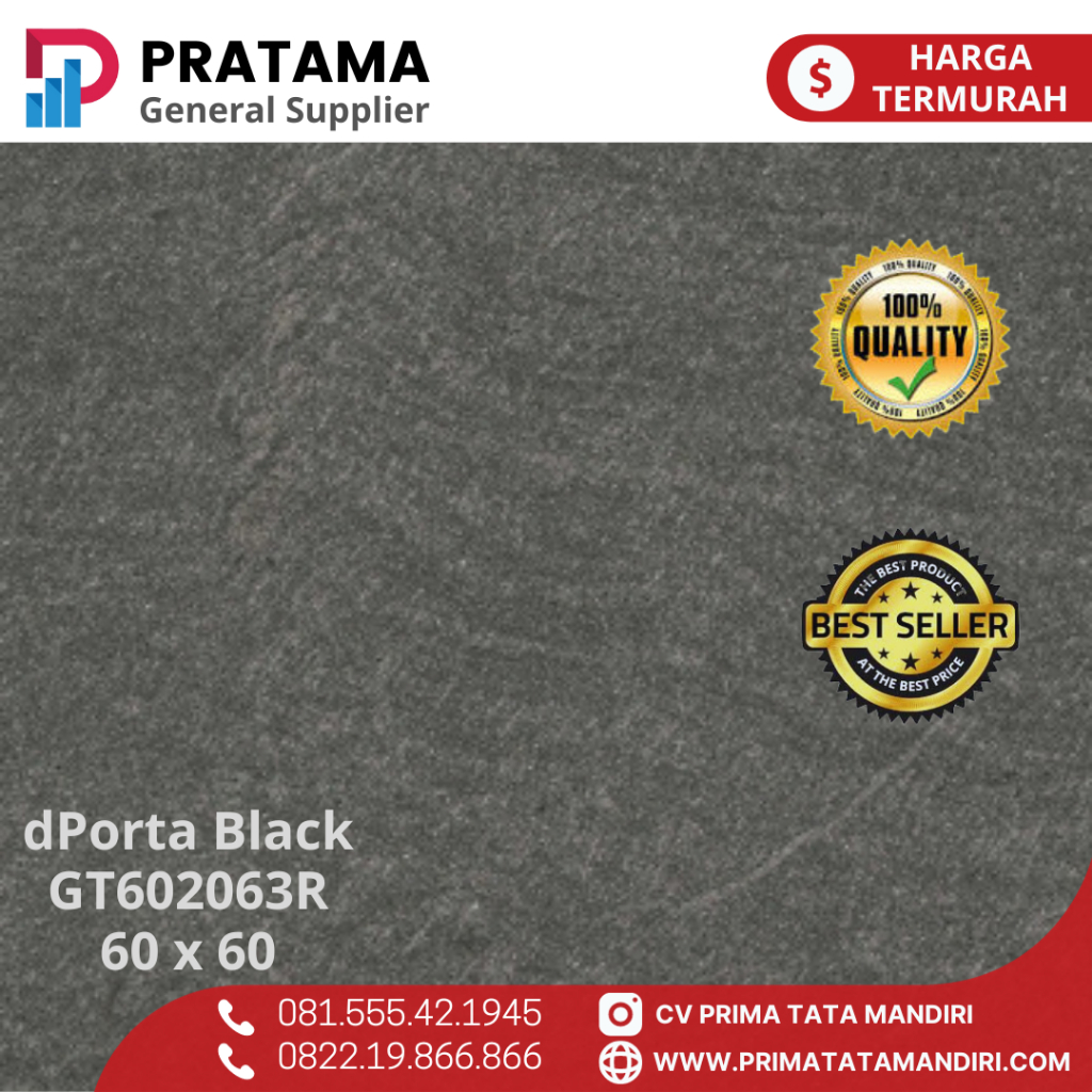 ROMAN kEramik TEXTUR granit lantai 60x60 dPorta Black | surabaya