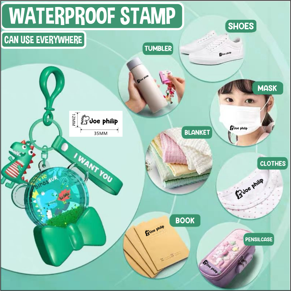 

WATERPROOF KEYCHAIN STAMP/STEMPEL BAJU TAHAN AIR/STEMPEL BAJU&BUKU MURAH