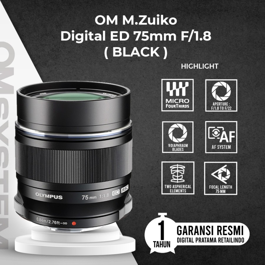 OLYMPUS OM SYSTEM M.Zuiko Digital ED 75mm F1.8 Black / SIlver - 4545350044145/4545350041496