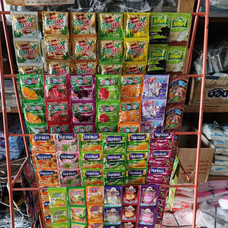 

Teajus , teh sisri , jasjus , top ice , marimas , segar sari , frenta, cocorio