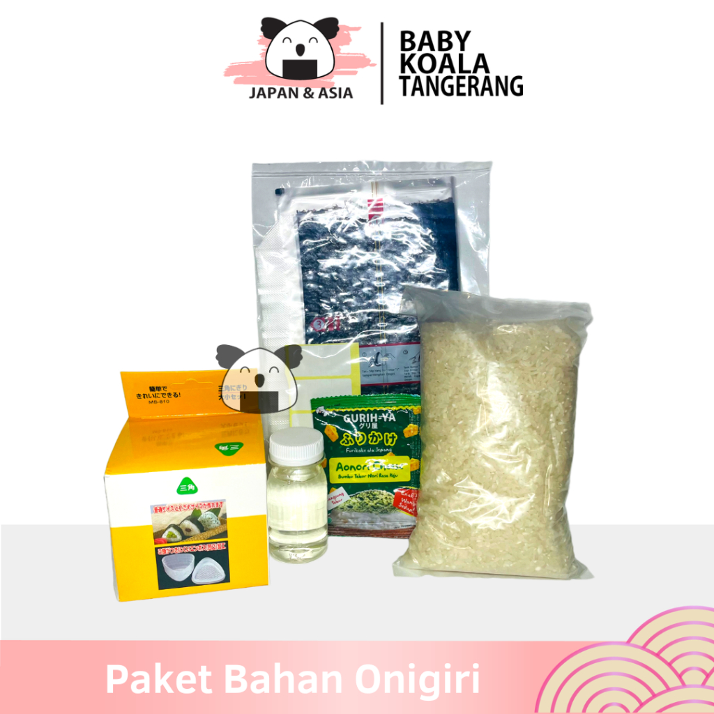 

PAKET BAHAN ONIGIRI 7 Porsi Halal | Beras Japonica, Nori Onigiri, Cetakan, Sushi Seasoningg./