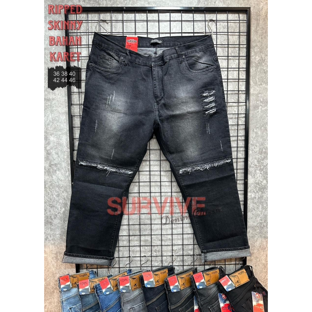 SOBEK JUMBO 33-46 CELANA JEANS SOBEK JUMBO PRIA/ CELANA JEANS JUMBO SOBEK BIG SIZE PRIA