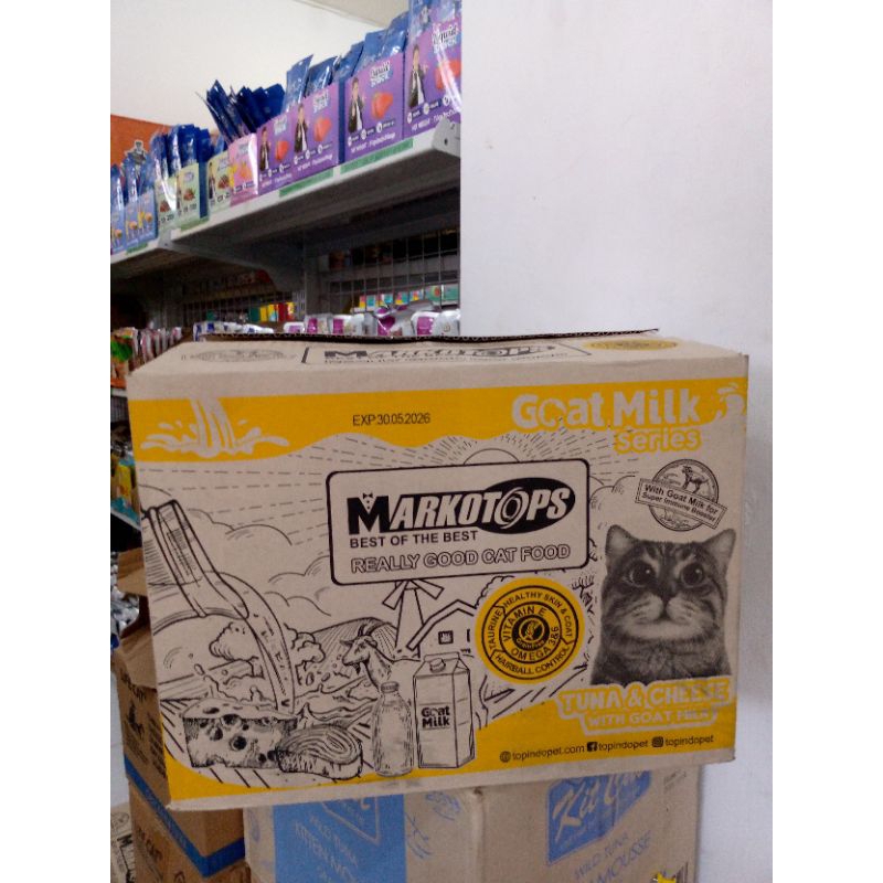 

GRAB / GOJEK - ( 1dus isi 24kaleng ) Markotops kaleng 400gr Tuna Chese - Wet food