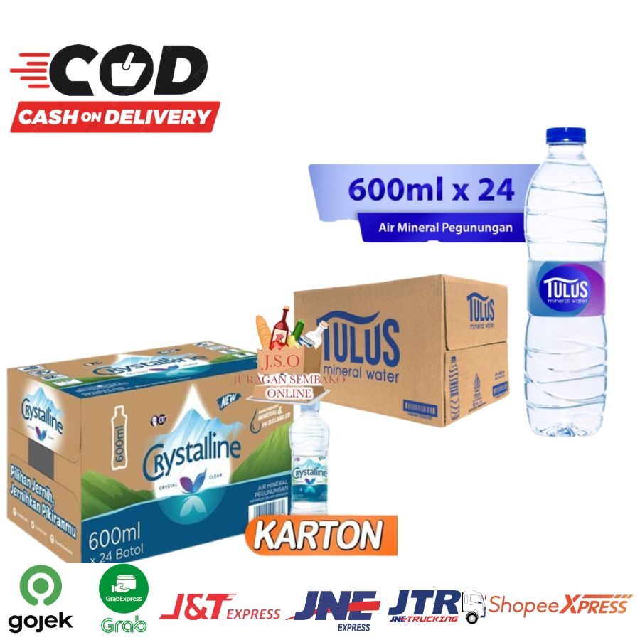 

( JSO ) Crystalin Air Mineral Ph 8 600ml x 24 Botol Crystaline Tulus Air Mineral 600ml DUS Air Putih Sehat Bukan Aqua