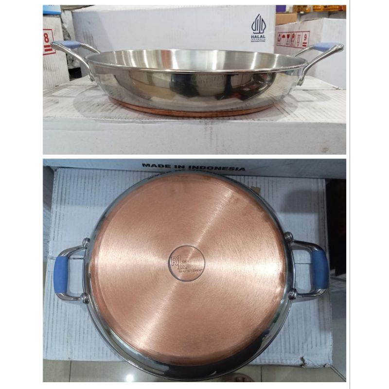 WOK STAINLESS MAXIM EXPORT 30CM LAPIS TEMBAGA