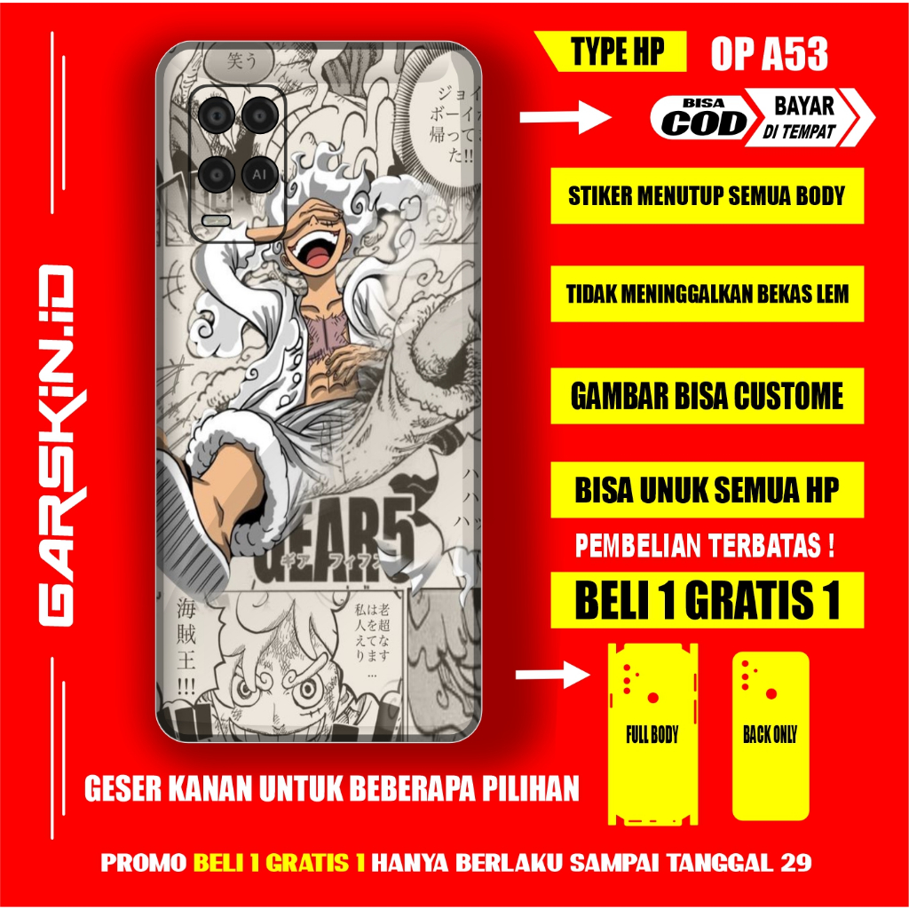 GARSKIN OPPO A53 AKSESORIS CASING PELINDUNG HP OPPO ORIGINAL GRASKIN A53 FULLBODY SKIN PROTEC DESAIN