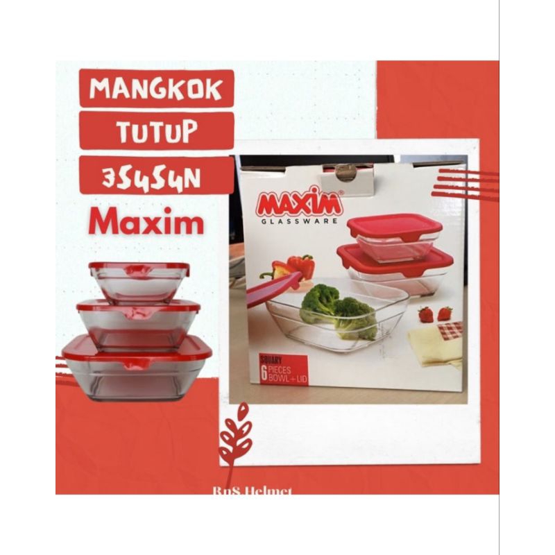 GLASSWARE MAXIM KOTAK 3PC KACA TEBAL ANTI PANAS