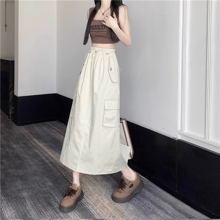 Emily Rok-Kekinian Korean Fashion New Highwaist Rok Midi Cargo