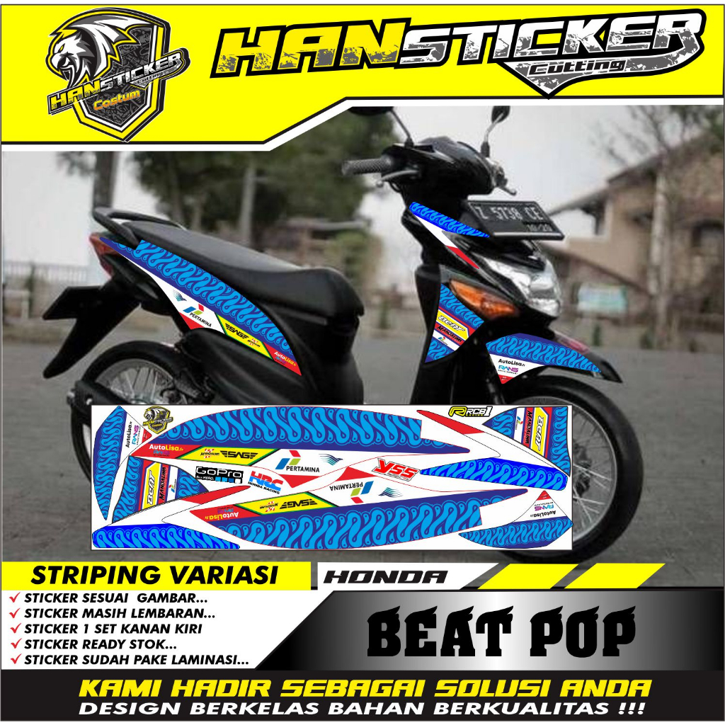 STRIPING MOTOR BEAT POP VARIASI MANDALIKA ,MOTOR BEAT POP