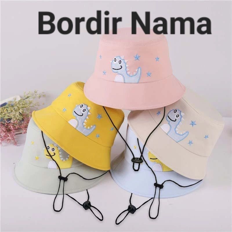 Topi Bucket Bordir Nama Hat Tali // Bucket Dino Anak Bordir Nama